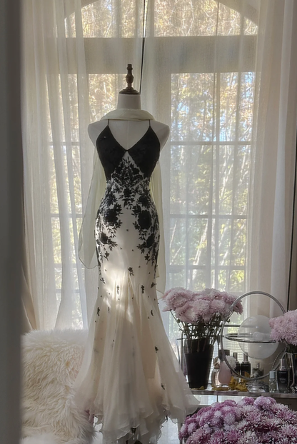 Classy V Neck Beige Chiffon Beaded Appliques Formal Wedding Guest Dress Long Mermaid Party Dress D2097