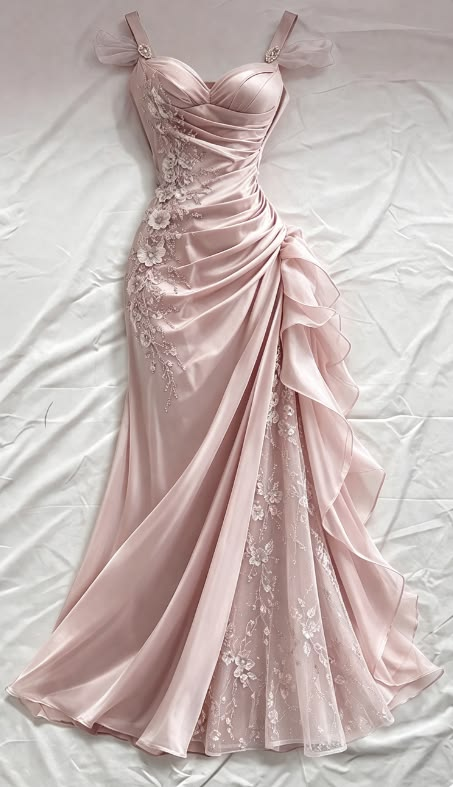 Pretty Pink Satin Tulle Appliques Mermaid Long Evening Dress ,Formal Birthday Prom Dress D3112