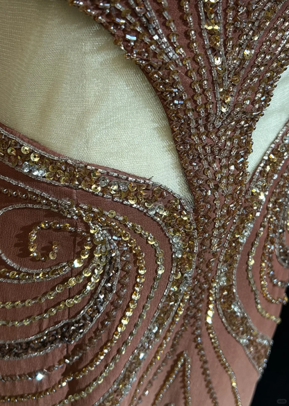 Vintage Ombre Chiffon Beaded Mermaid Evening Dress Long Prom Dress D3116