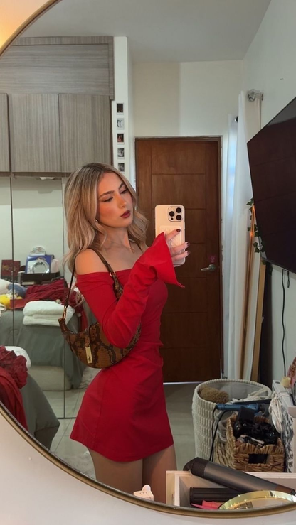 Sexy Off The Shoulder Red Satin Short Homecoming Dress Birthday Outfits D3531