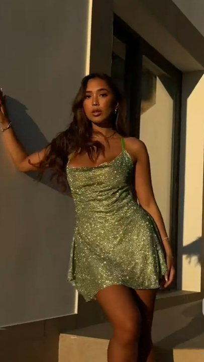Glitter Halter Asakusa Green Sequin Backless Short Homecoming Dress,Formal 17th Birthday Outfits D3266
