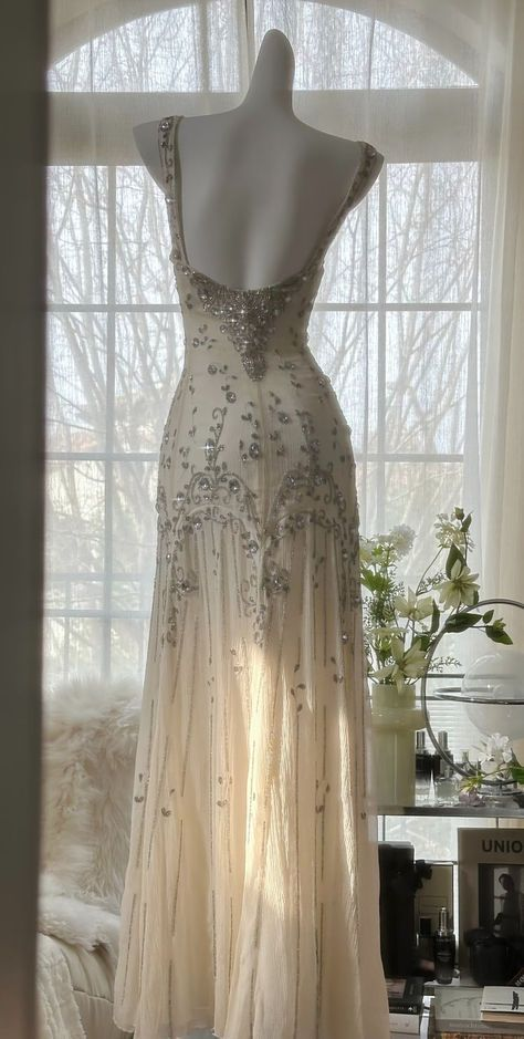 Chic Ivory Chiffon Beaded Mermaid Long Party Dress Evening Dresses D1971