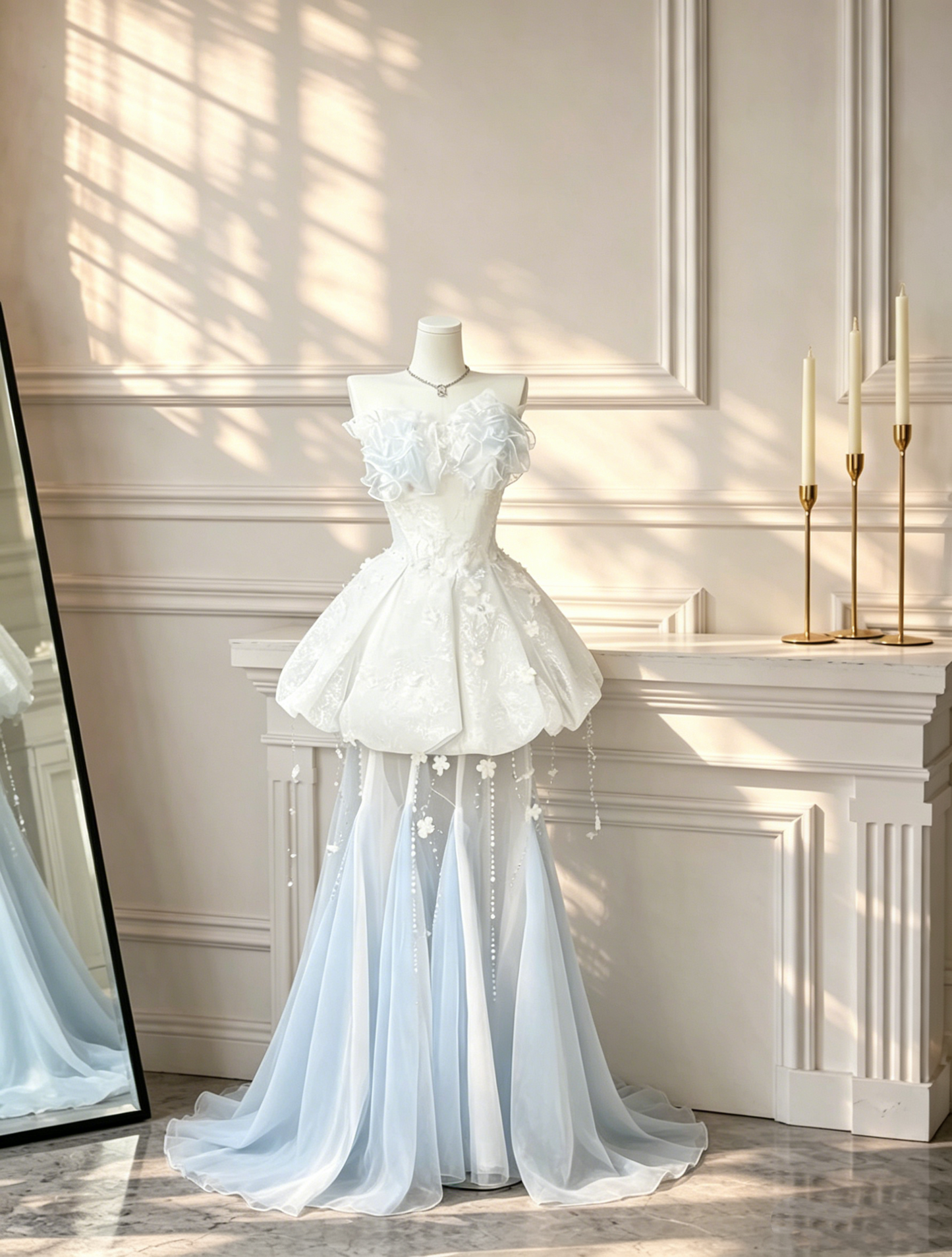 Classy Strapless Satin Tulle Appliques A Line Short 17th Birthday Outfits White Graduation Homecoming Dress D2644
