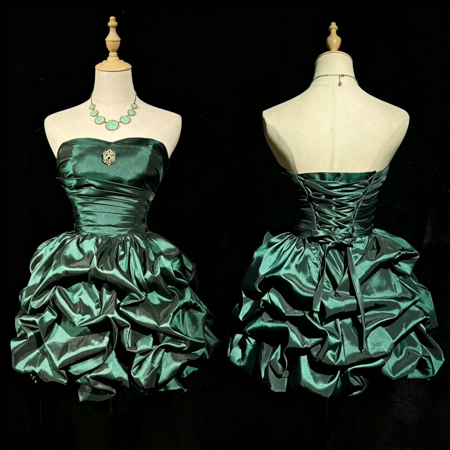 Fashion Green Satin Pleated A Line Short 18th Birthday Outfits ,Formal Homecoming Dress D3360