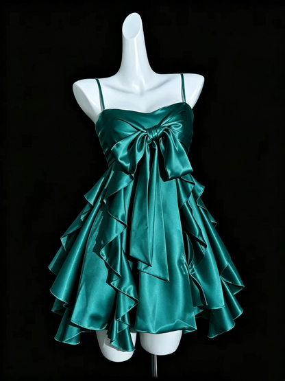 Classy Spaghetti Straps Off White Satin A Line Short Graduation Homecoming Dress D3847