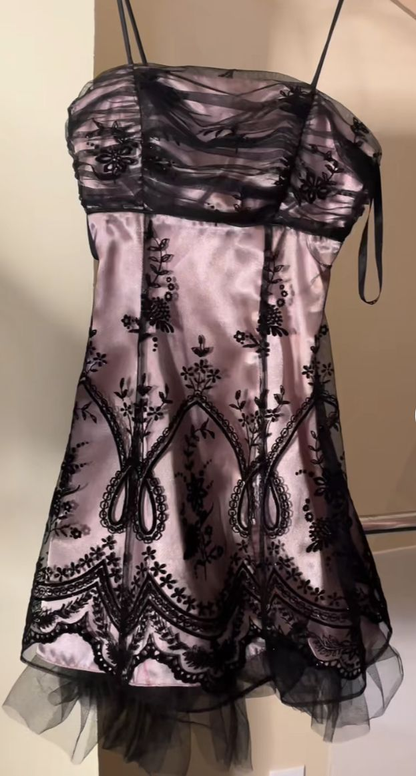 Vintage Spaghetti Straps Hot Pink A Line Short Homecoming Dress Cocktail Dress D714