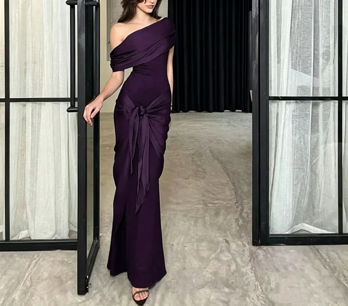 Black Off The Shoulder Long Mermaid Party Dress Prom Dress S195