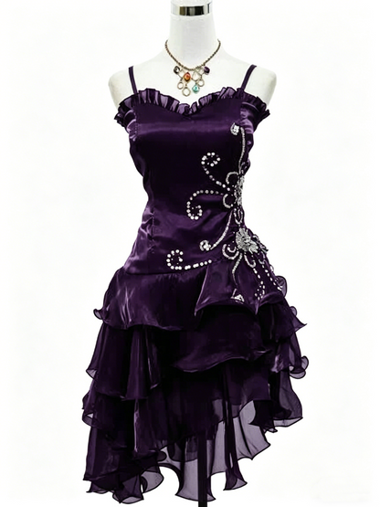 Vintage Black Chiffon Beaded Short Prom Dress Formal 8th Grade Homecoming Dress S849