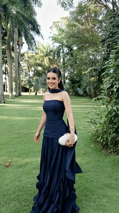 Charming Strapless Satin Long Wedding Guest Dress,Purple Long Party Dress D3446