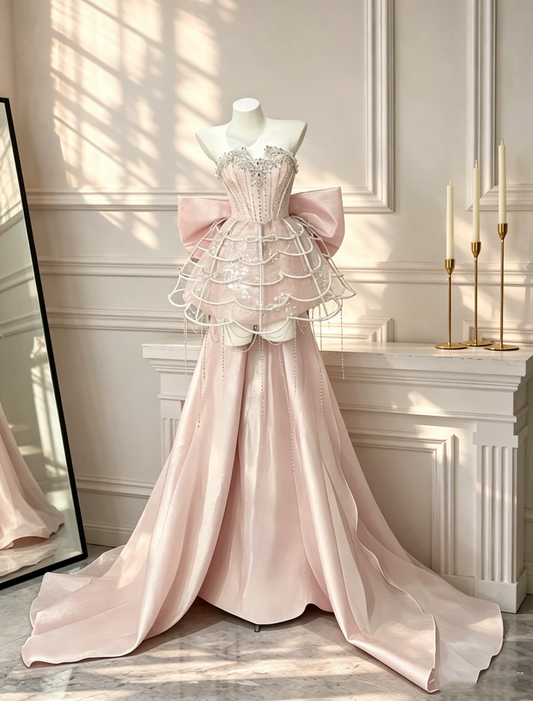 Pretty Pink Satin Sequin Beaded Short 17th Birthday Outfits Formal Graduation Homecoming Dress With Bow D2541