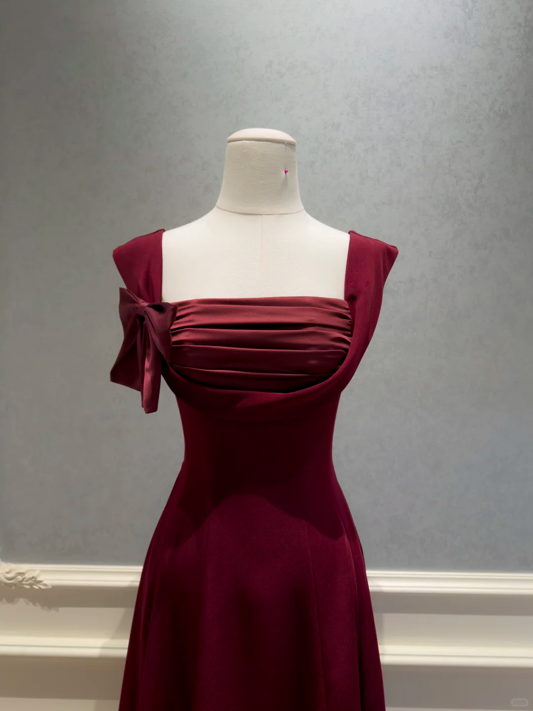 Pretty Burgundy Satin A Line Evening Dress Long Party Gown D2993