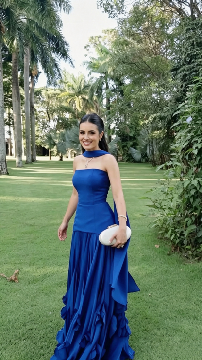 Charming Strapless Satin Long Wedding Guest Dress,Purple Long Party Dress D3446