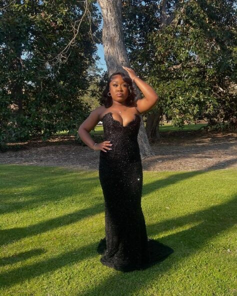 Sexy Mermaid Sweetheart Sequin Slit Black Long Prom Dresses Party Dress SD2291