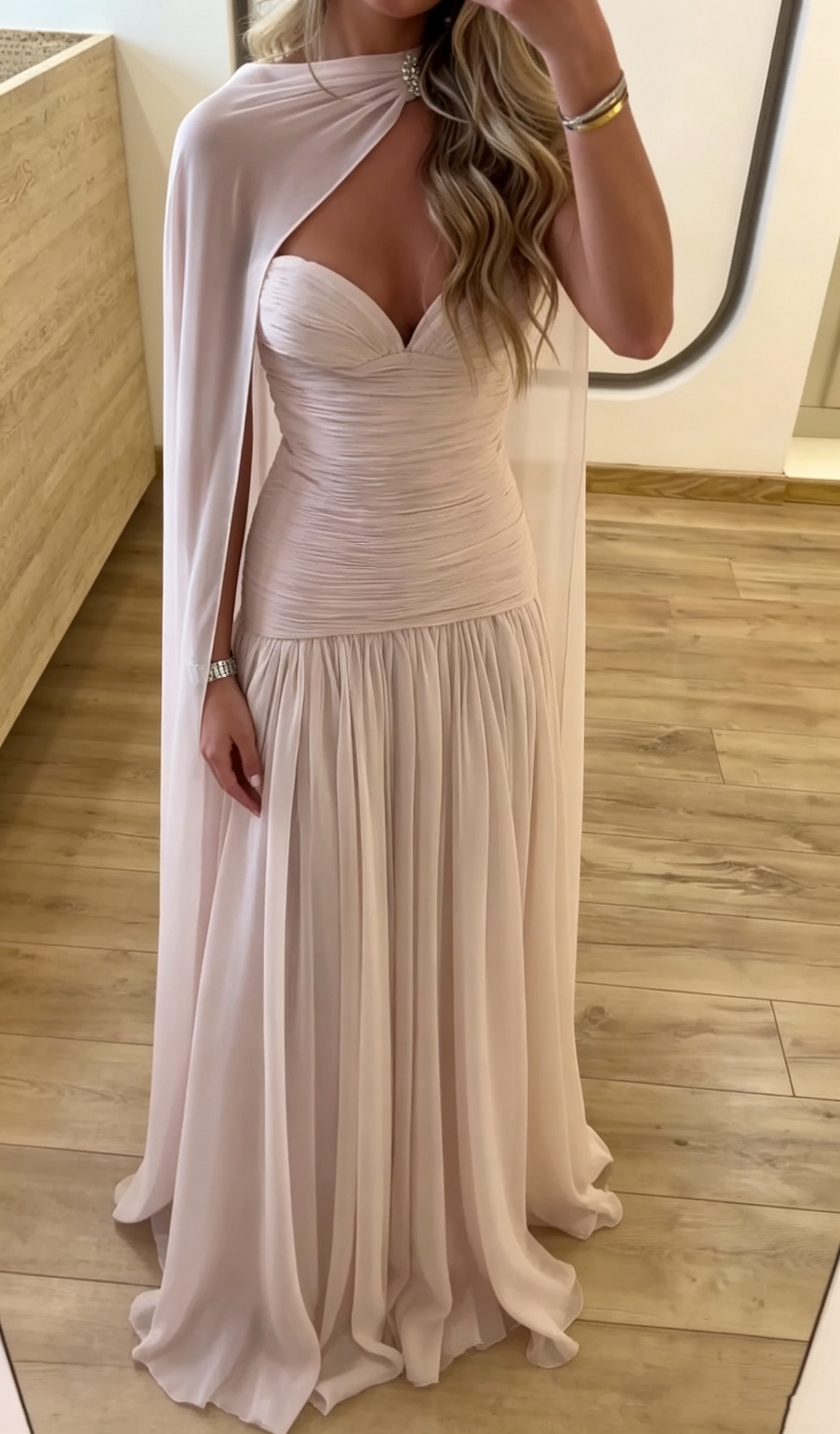 Glamorous Sweetheart Neck Light Pink Chiffon Long Party Dress Evening Gown D3443