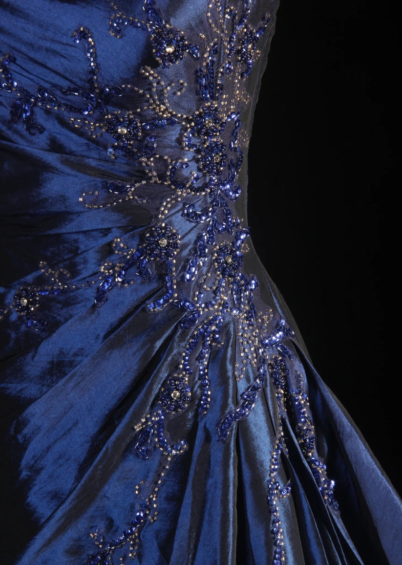 Vintage Ball Gown Strapless Off The Shoulder Blue Lace Prom Dresses Party Dress main image 0