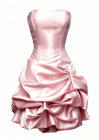 Sexy Strapless Light Blue Satin Pleated Short Graduation Homecoming Dress Birthday Outfits D3003