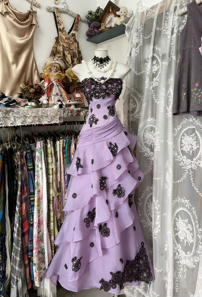 Vintage Fashion Mermaid Strapless Hot Pink Floor Length Evening Dress Prom Dresses SD1887