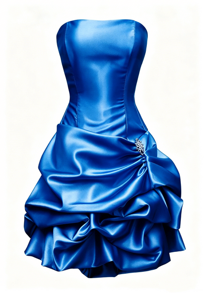 Sexy Strapless Light Blue Satin Pleated Short Graduation Homecoming Dress Birthday Outfits D3003
