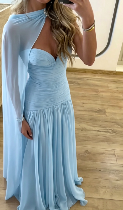 Glamorous Sweetheart Neck Light Pink Chiffon Long Party Dress Evening Gown D3443