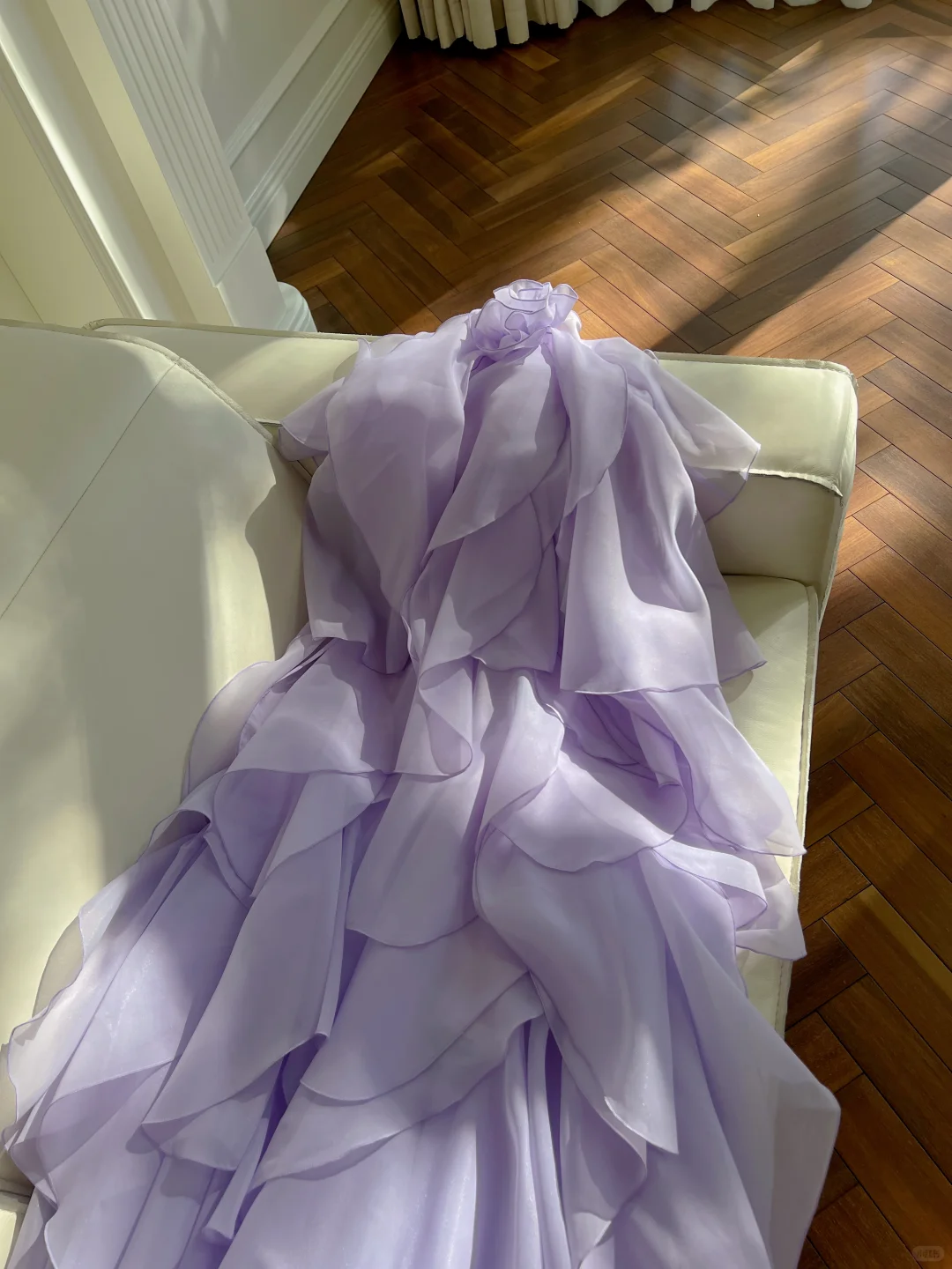 Glamorous Halter Chiffon Ruffle Layered Long Party Dress,Lavender Evening Gown D2994