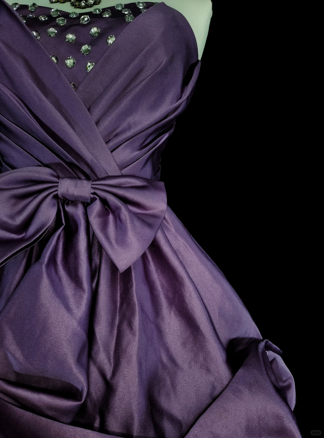 Classy Purple Satin Pleated Beaded Short 19th Birthday Outfits,Strapless A Line Short Party Dress D4046
