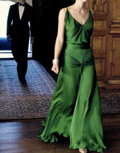 Pretty A Line Spaghetti Straps Green Chiffon Prom Dress Evening Dress Formal Dress SD2195