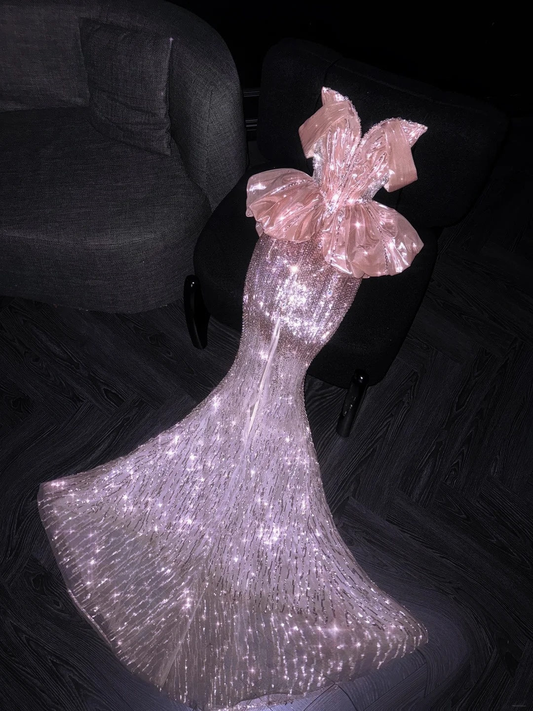 Glitter Strapless Pink Sequin Mermaid Long Evening Dress Prom Dresses D4546