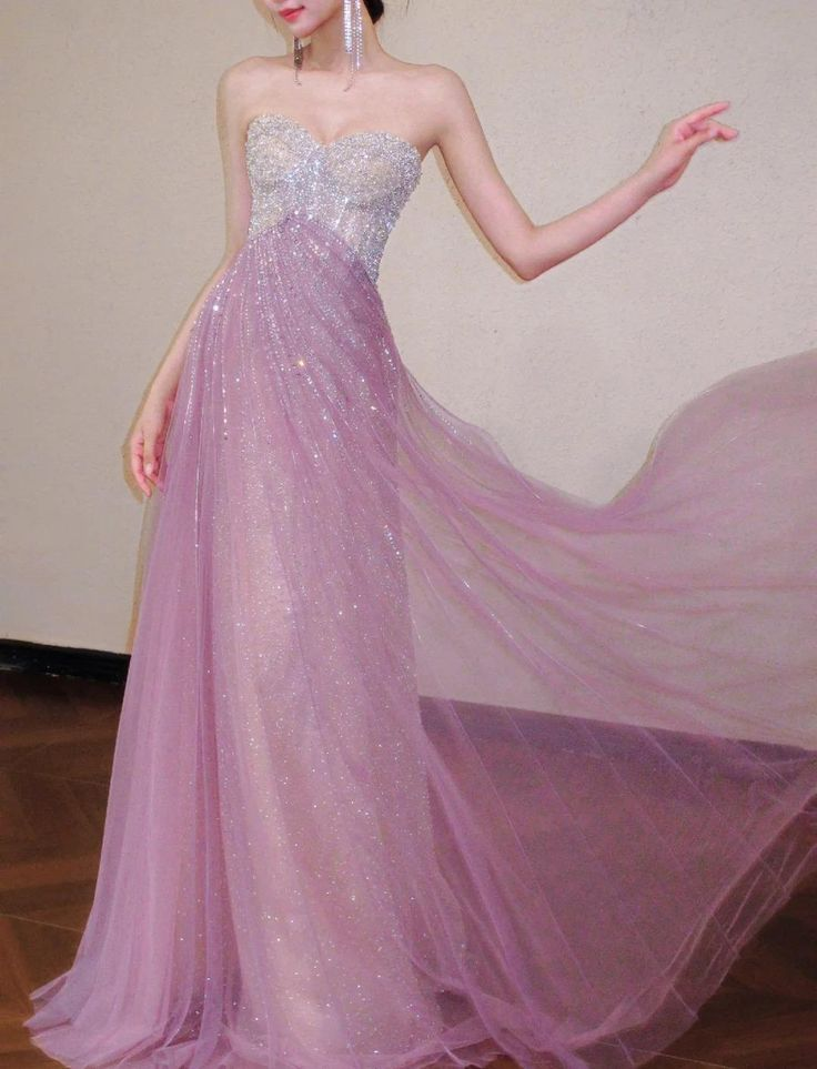 Shiny Pink Strapless Tulle Beaded Mermaid Long Birthday Party Dress Evening Gown D1879