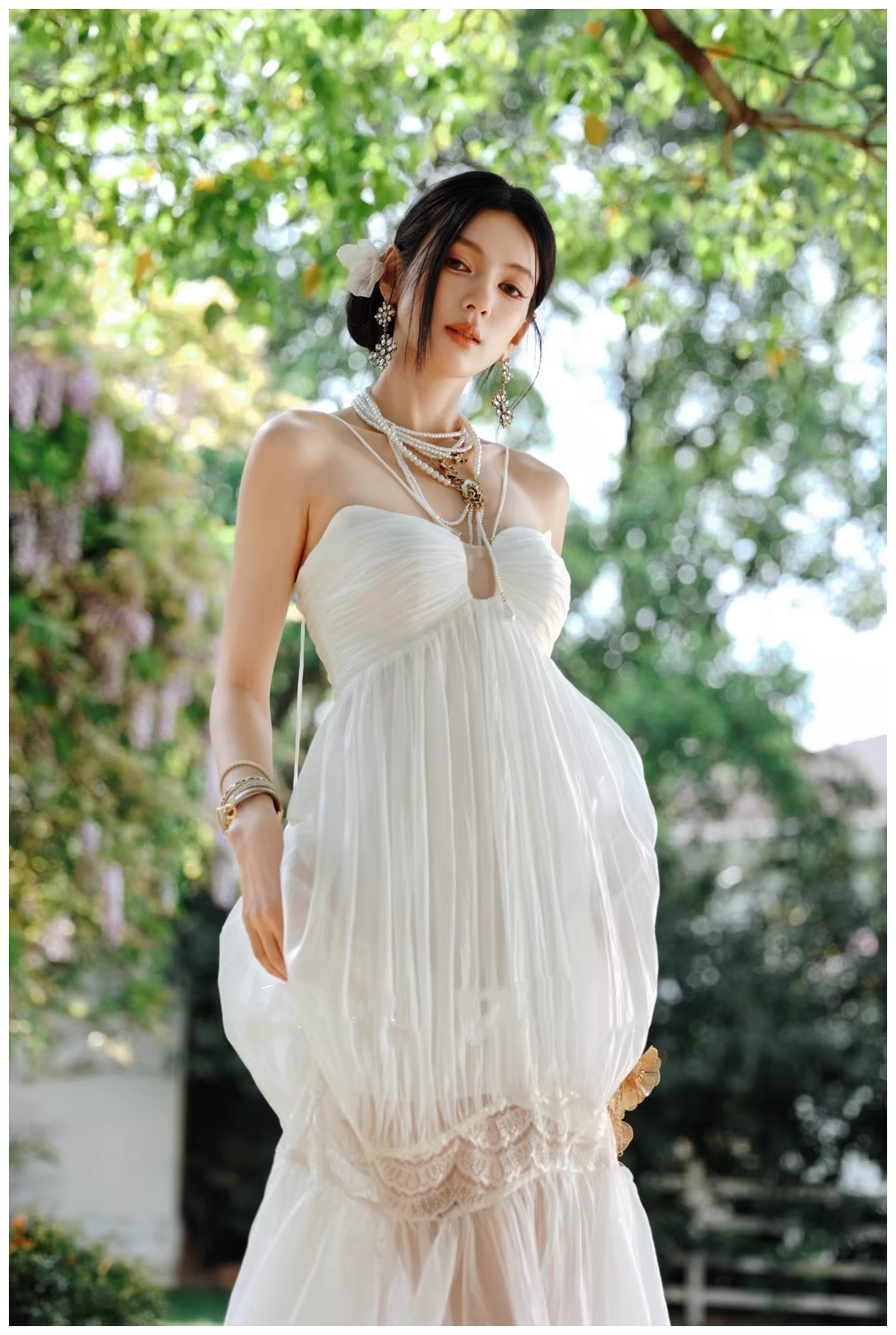Pretty Spaghetti Straps White Tulle Lace Mermaid Long Prom Dress Evening Gown D2422