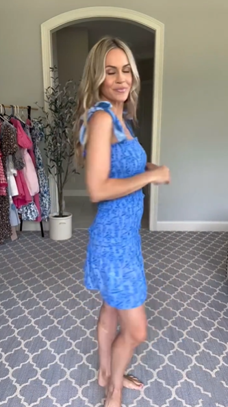 Unique Blue Spaghetti Straps Satin Print Floral Ruffle Short Homecoming Dress Birthday Dress D3331