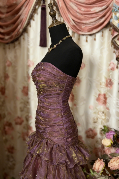 Classy Mermaid Strapless Ruffles Long Evening Dress Prom Dresses SD3818