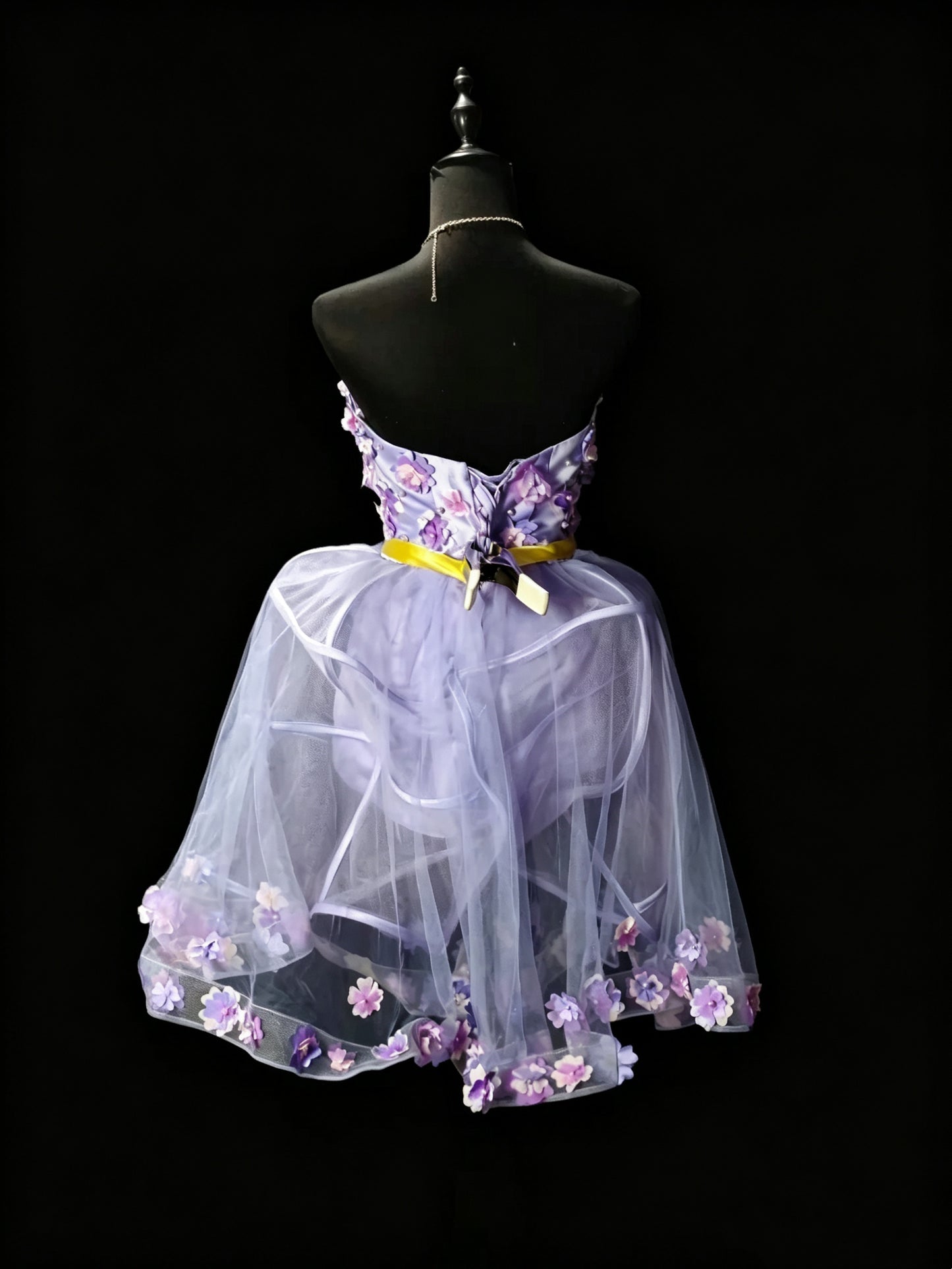 Pretty Purple Strapless Tulle Appliques Short 15th Birthday Outfits,Formal Graduation Homecoming Dress D3620