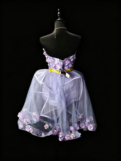 Pretty Purple Strapless Tulle Appliques Short 15th Birthday Outfits,Formal Graduation Homecoming Dress D3620