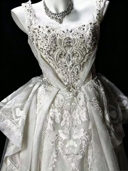 Charming White Spaghetti Straps Tulle Sequin Beaded A Line Short Birthday Outfits,Formal 6th Grade Homecoming Dress D3628