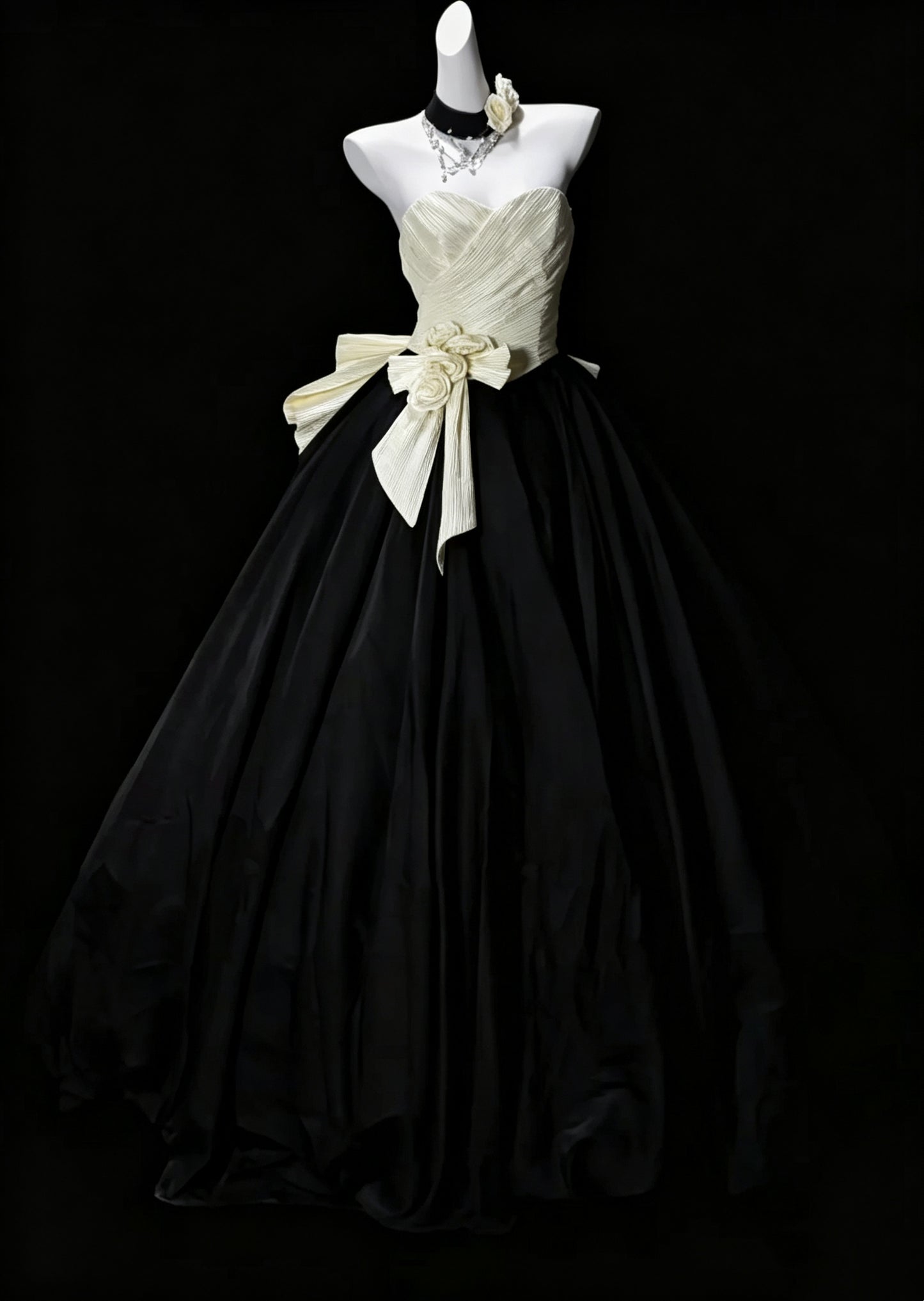 Fashion Black Strapless Satin Sweet 17 Dress Formal Quinceanera Dress D3626