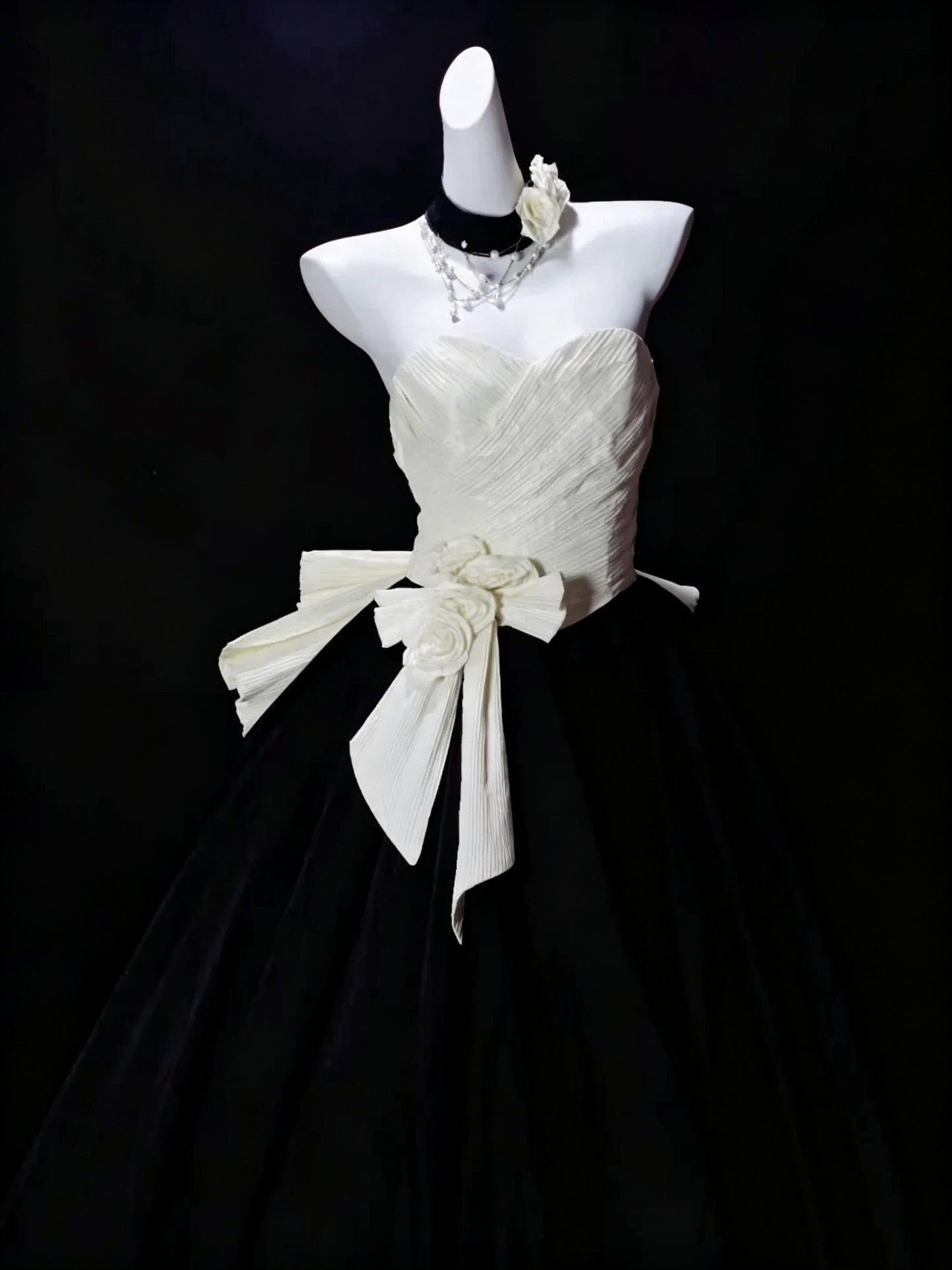 Fashion Black Strapless Satin Sweet 17 Dress Formal Quinceanera Dress D3626