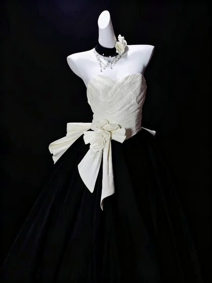 Fashion Black Strapless Satin Sweet 17 Dress Formal Quinceanera Dress D3626