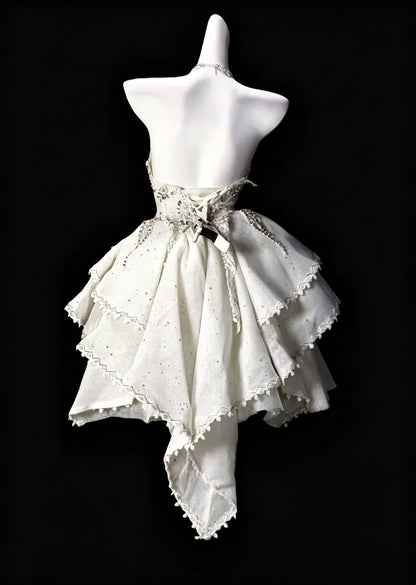Gorgeous White Strapless Tulle Sequin Beaded A Line Short Birthday Dress Homecoming Dress D3630