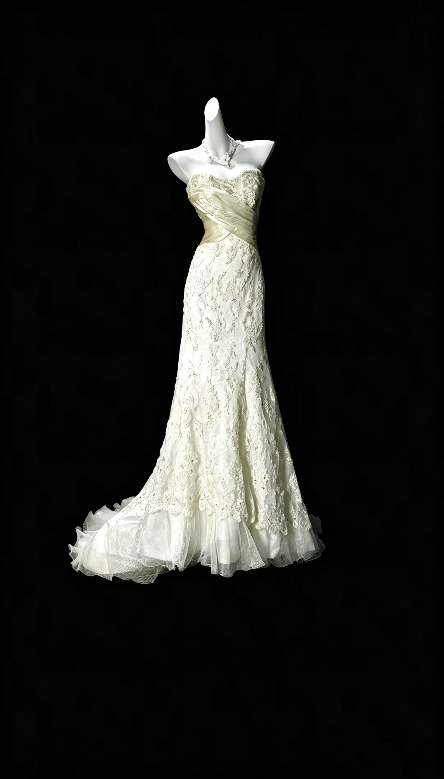 Elegant Sweetheart Neck Off White Tulle Lace Mermaid Long Evening Dress Prom Gown D3643