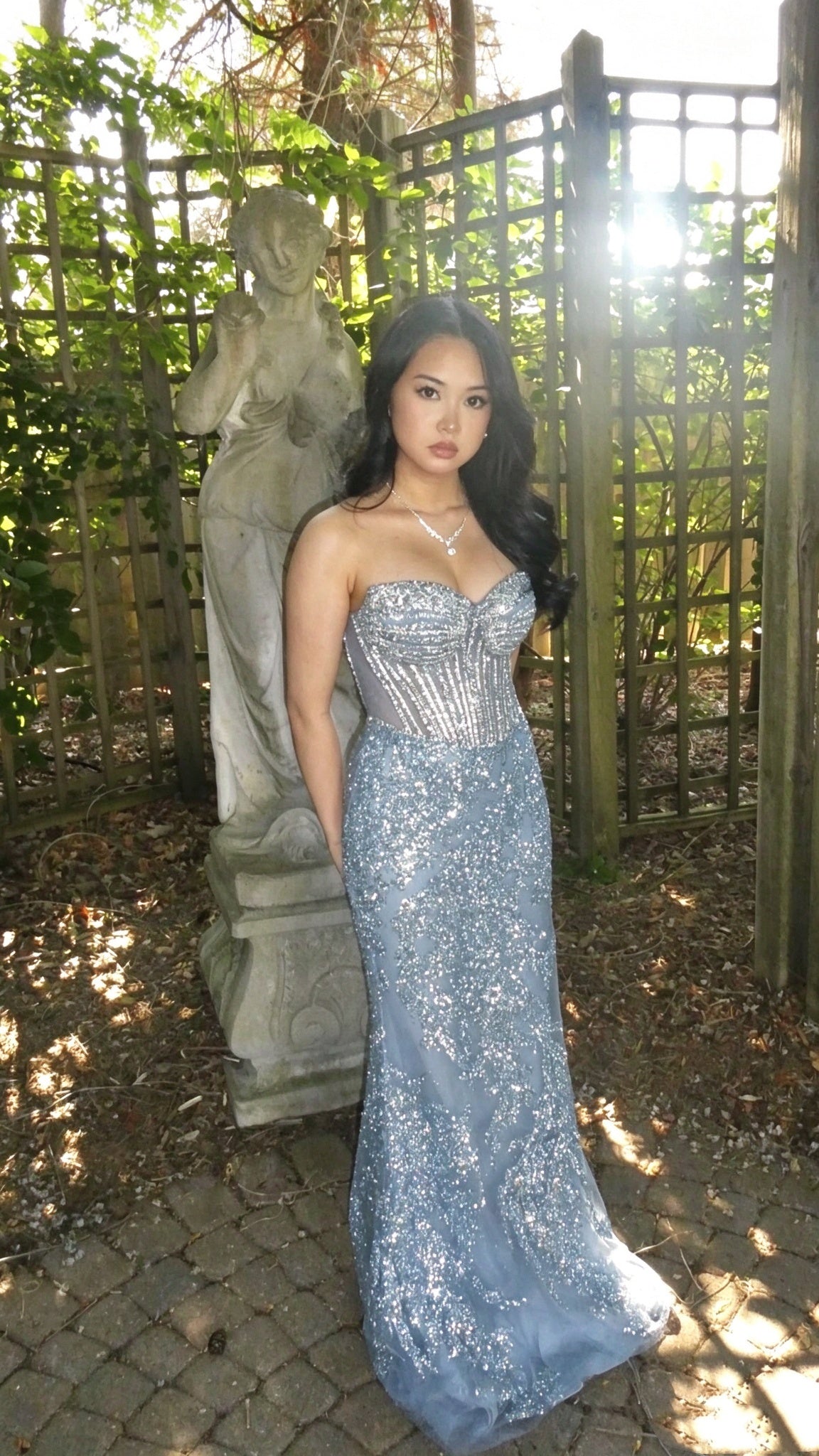 Sparkly Blue Tulle Sequin Mermaid Party Dress Sweetheart Neck Long Prom Gown D4959