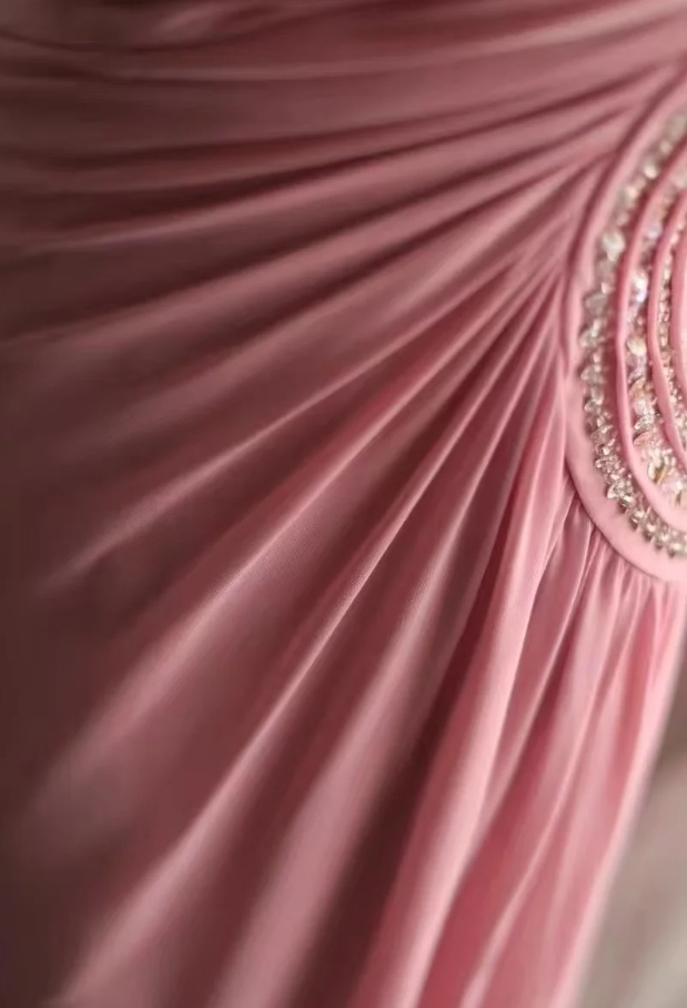 Fairy Pink Chiffon Sequin Beaded Mermaid Long Party Dress Birthday Evening Gown D2206