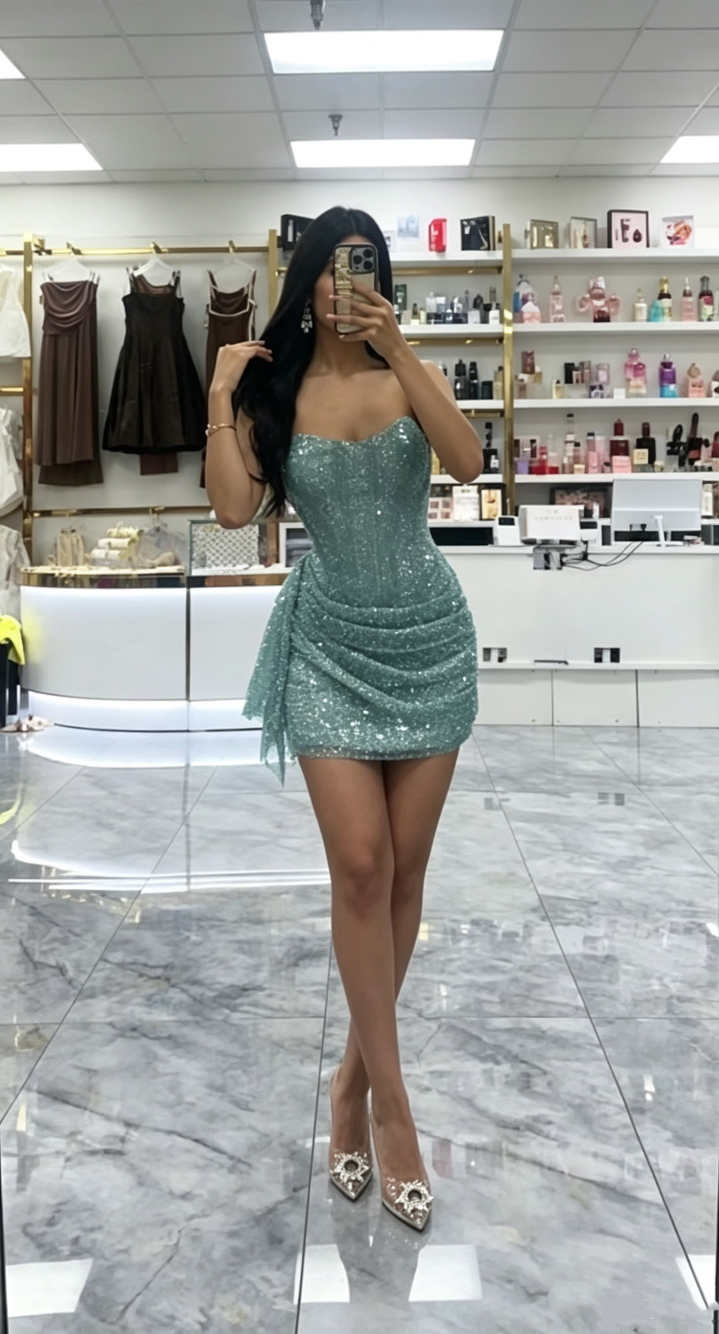 Shiny Blue Tulle Sequin Short 6th Grade Homecoming Dress,Strapless Short Party Dress D4014