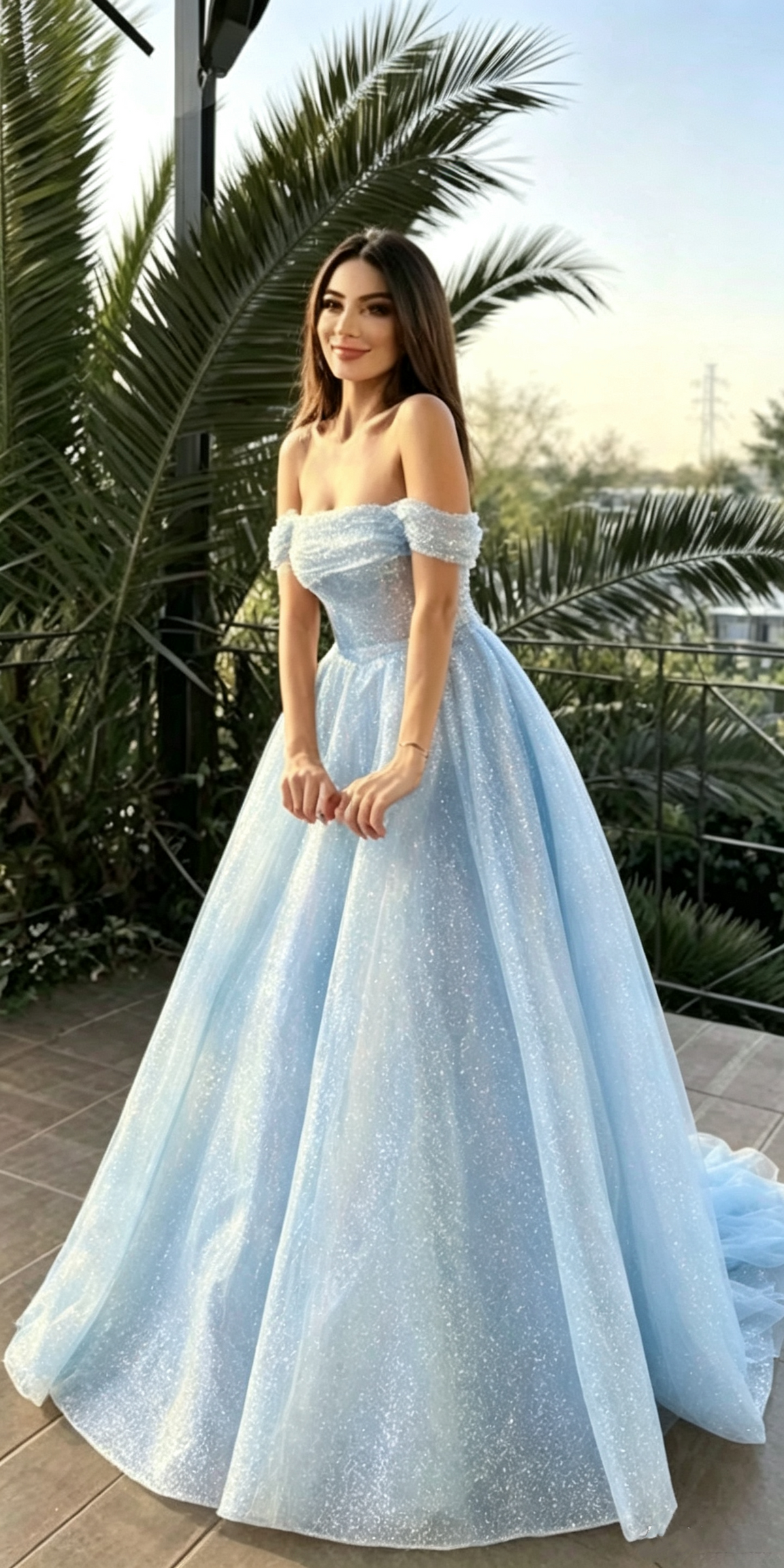 Elegant Pink Off The Shoulder Sequin Long Party Dress Prom Gown D1320