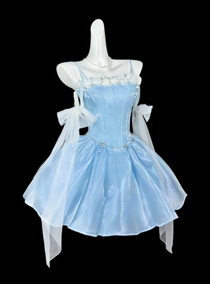 Elegant Spaghetti Straps White Tulle A Line Short Homecoming Dress Birthday Dress D4193