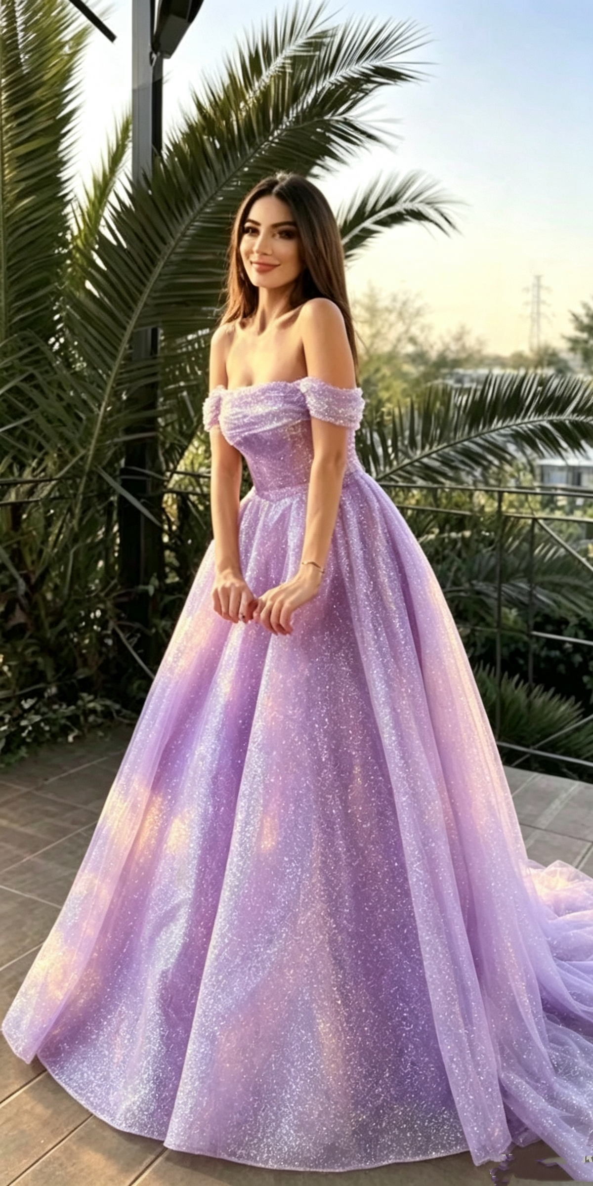 Elegant Pink Off The Shoulder Sequin Long Party Dress Prom Gown D1320