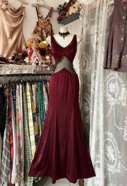 Vintage Fashion Mermaid Straps Floor Length Gray Satin Evening Dress Prom Dresses SD1877
