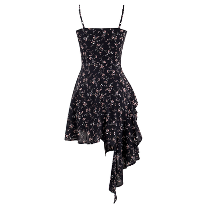 Women's Irregular Floral Suspender Dress Holiday Dresses SD231