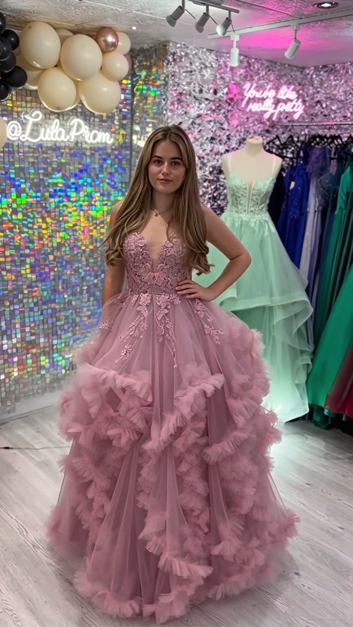 Modern Spaghetti Straps Purple Tulle Appliques Long Evening Dress Party Gowns D5446