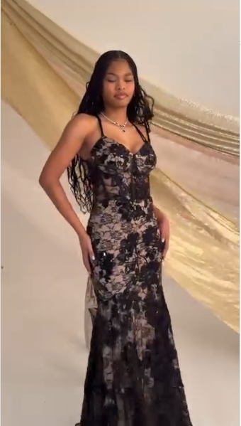 Sexy Black Lace Tulle Sequin Mermaid Long Party Dress Backless Evening Dress D5451