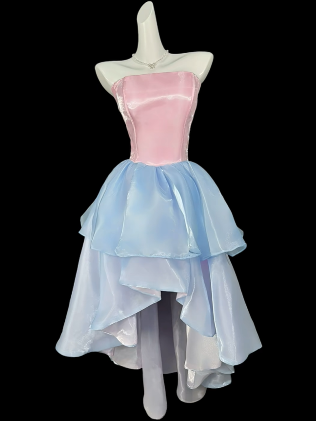 Glamorous Strapless Satin Tulle Long Party Dress Prom Dresses D4201